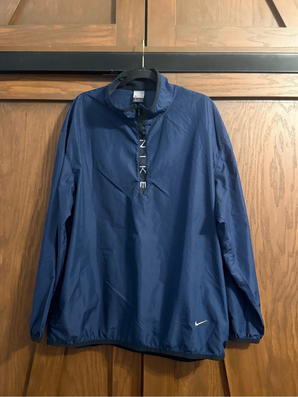 Vintage Y2K Nike Navy Blue 1/4 Zip Nylon Windbreaker Pullover Jacket Size XL EUC